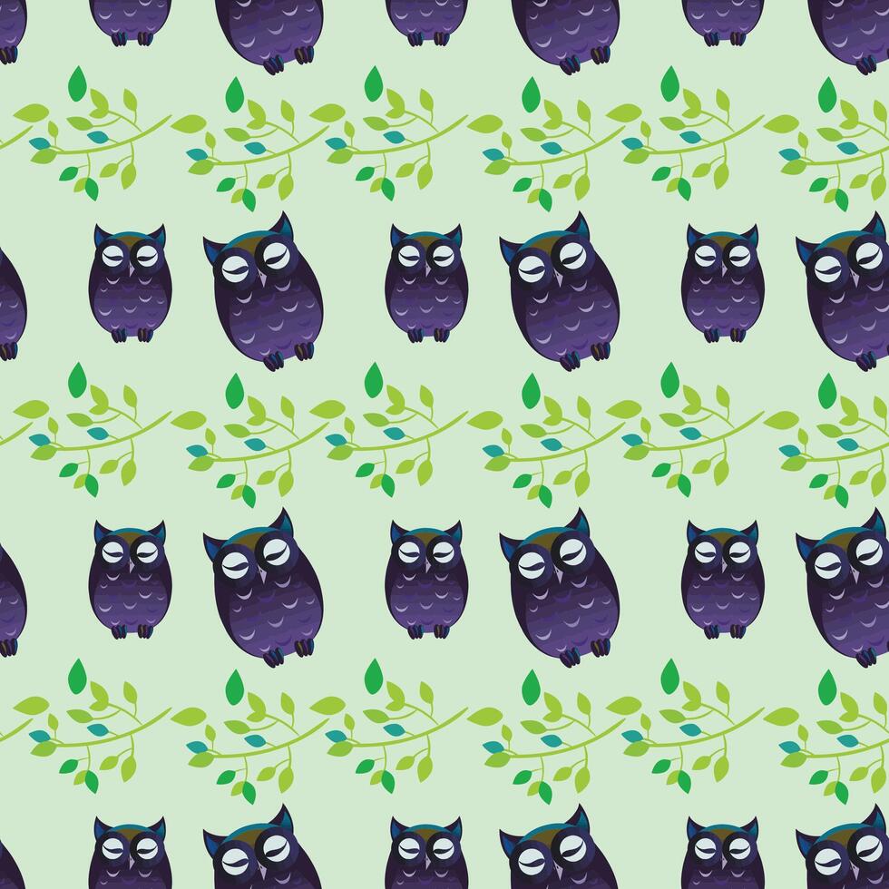 Cute Baby Owls Seamless Pattern Design vector