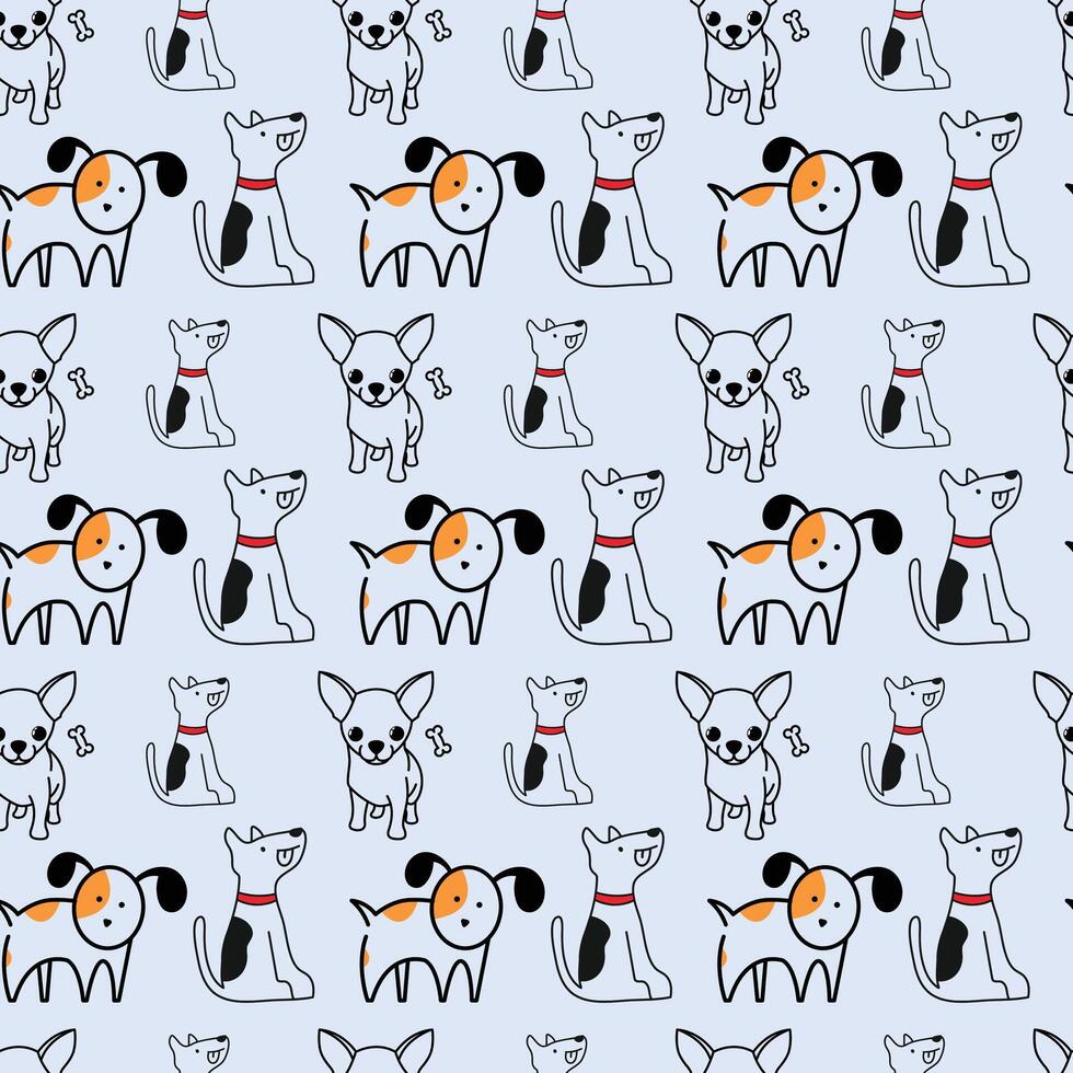Funny Shaped Dogs Seamless Pattern Design vector