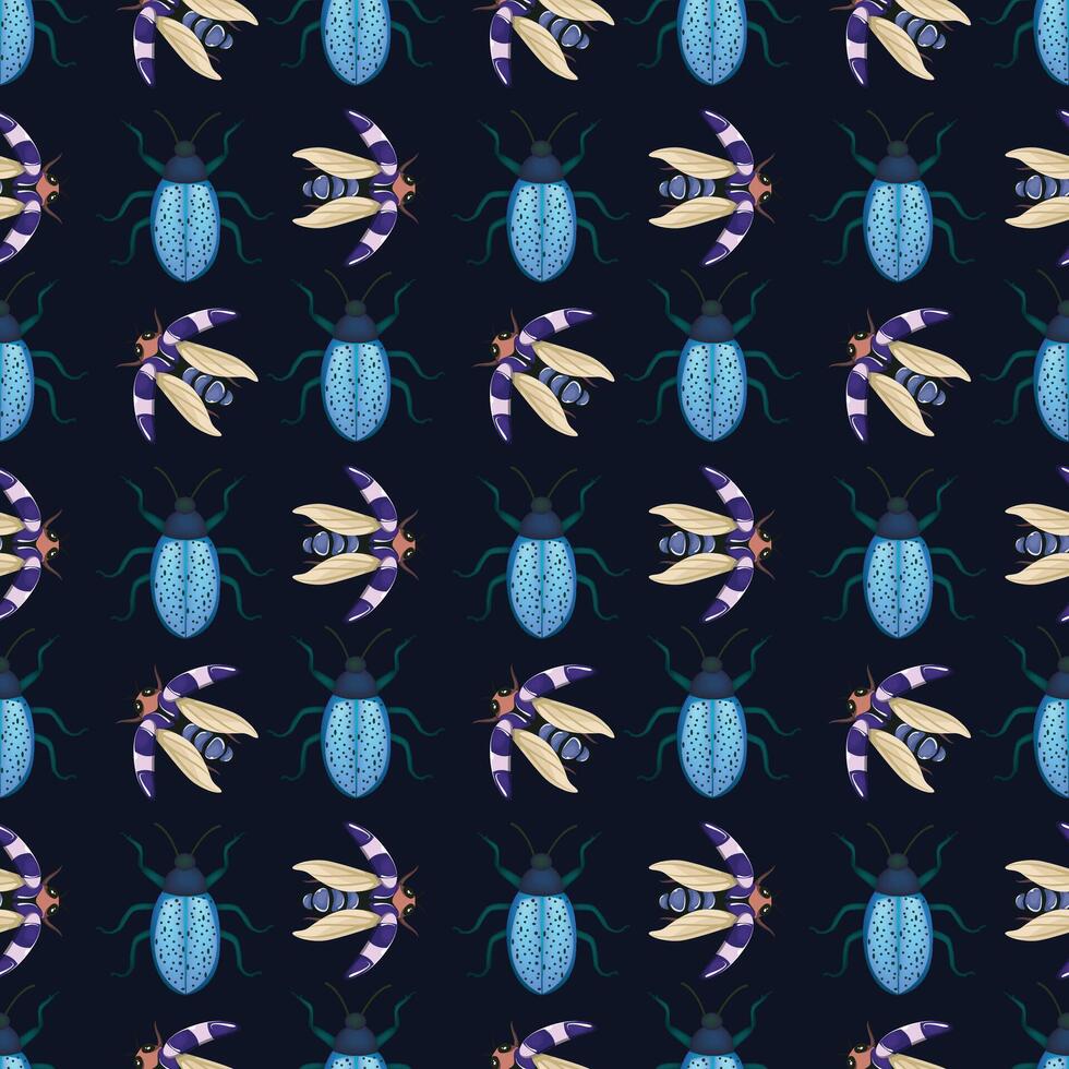 Spring Bugs Seamless Pattern Design vector