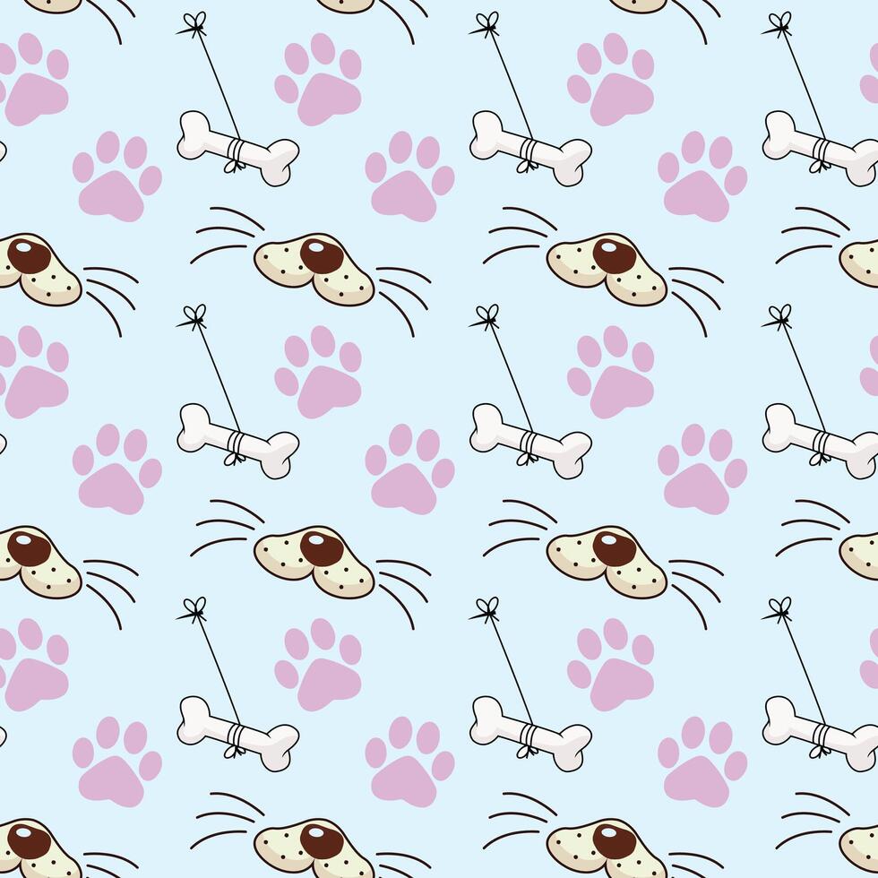 Bones And Paws Seamless Pattern Design vector