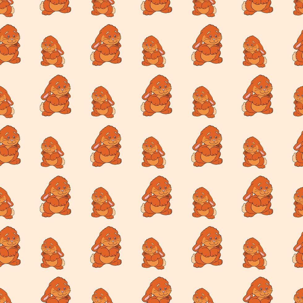 Rabbit Dolls Seamless Pattern Design vector