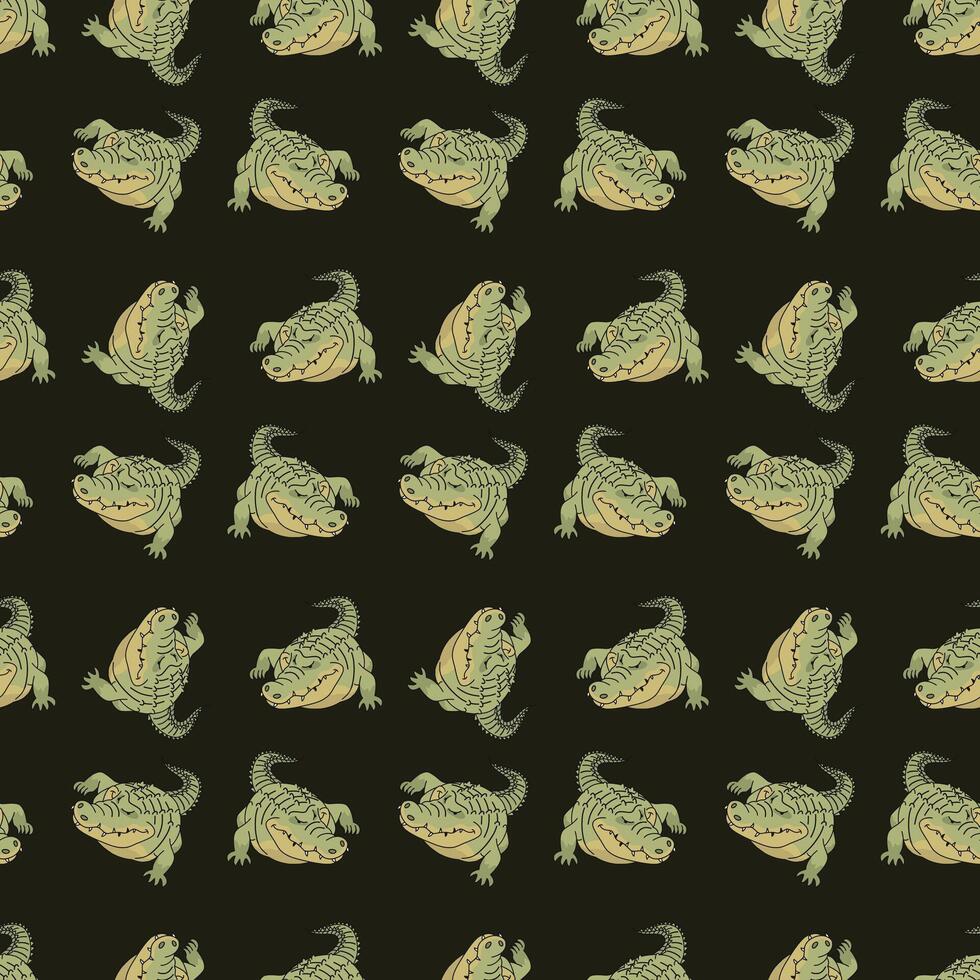 Crocodile Pattern Repeating Seamless Animal Pattern vector