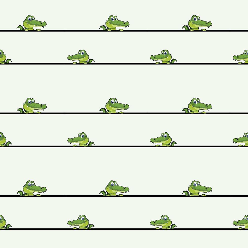 Cute Croco Seamless Pattern Design vector