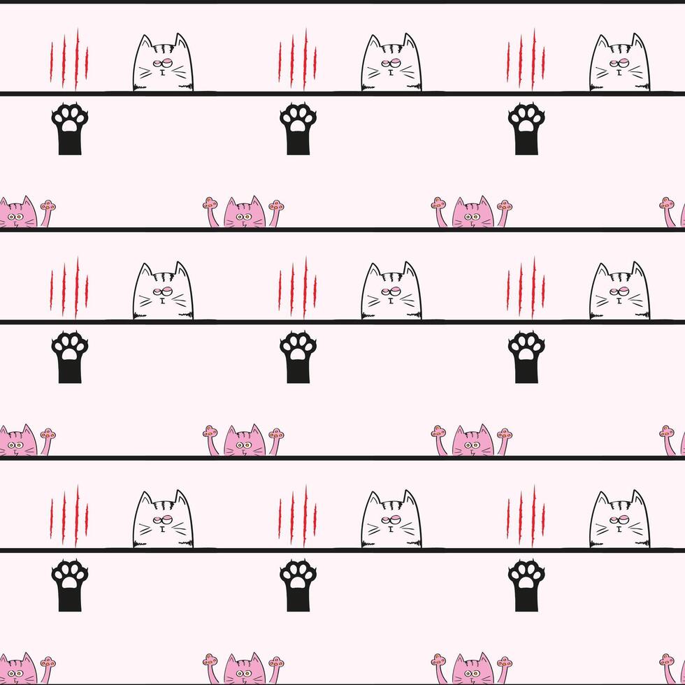 Cat and Mouse Seamless Pattern Design vector