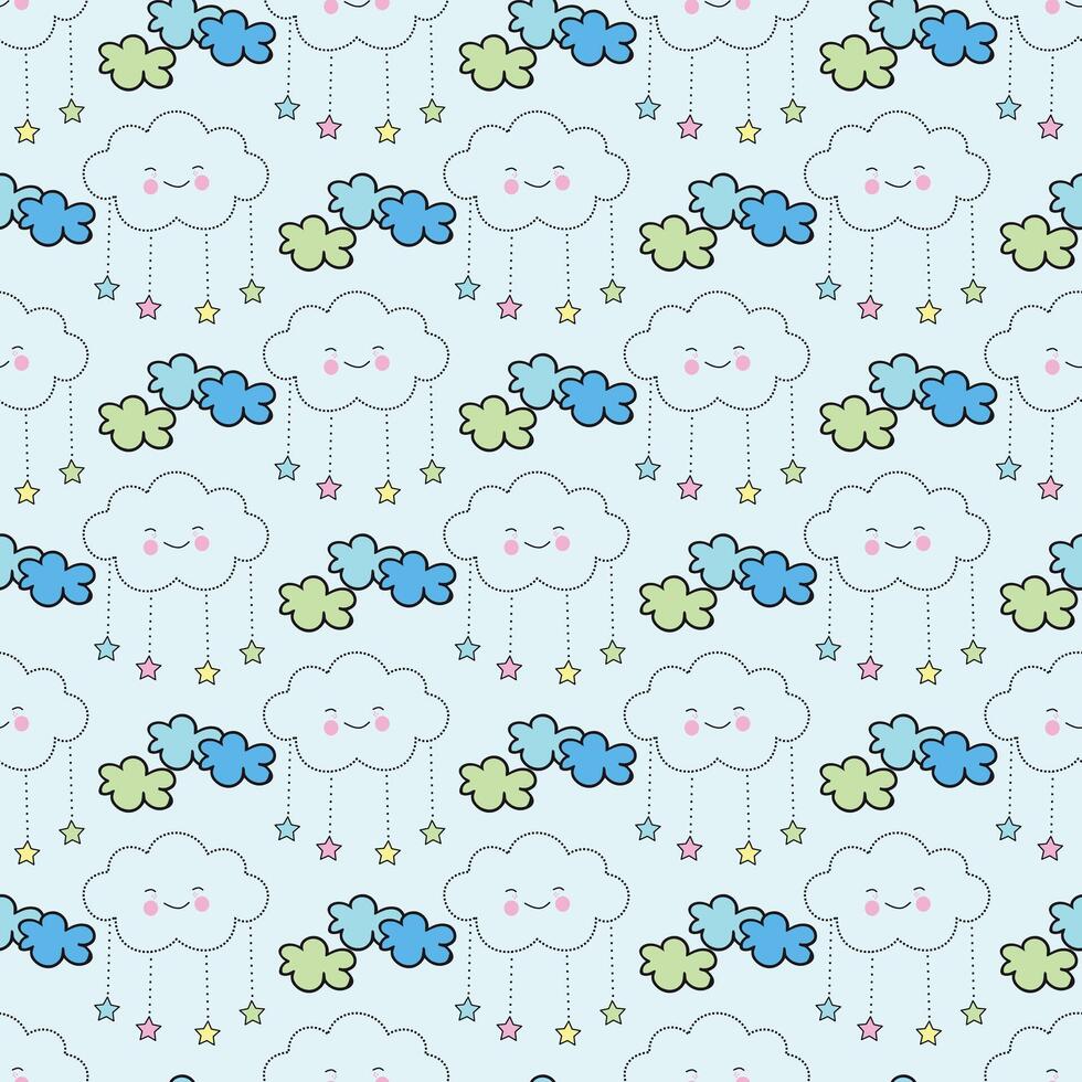 Dreaming Clouds Seamless Pattern Design vector