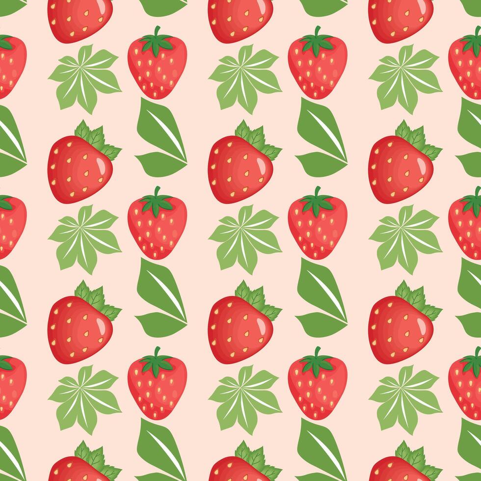 Flamboyant Strawberry Seamless Pattern Design vector