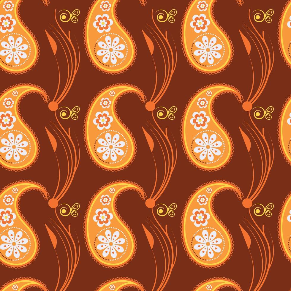 Autumn Paisleys Seamless Pattern Design vector