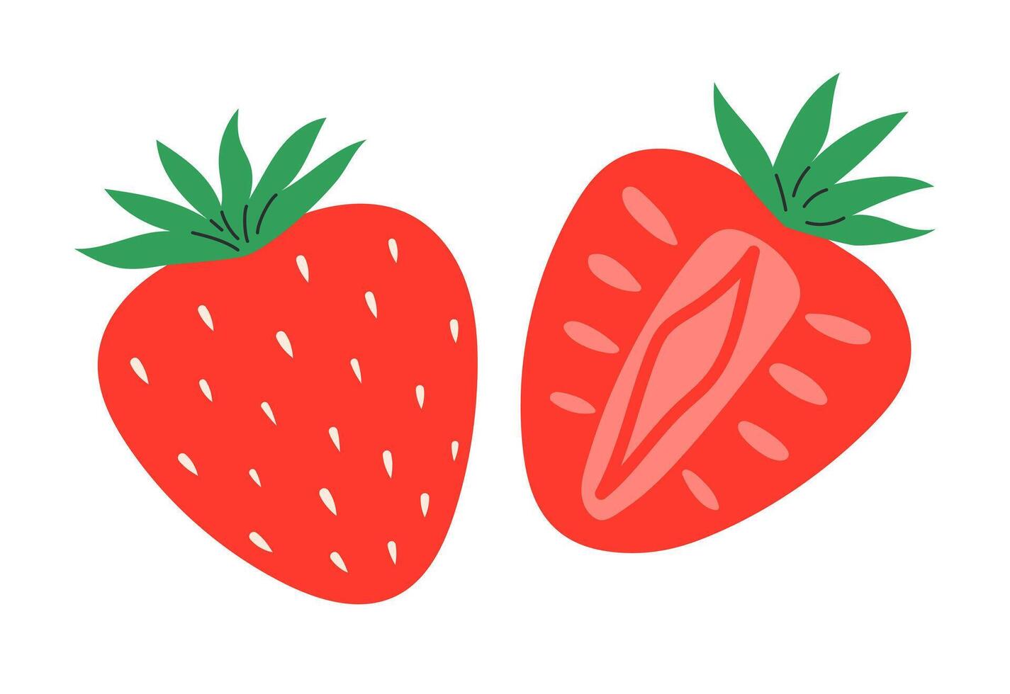 Strawberry. Juicy summer berries. Flat illustration isolated on white background vector