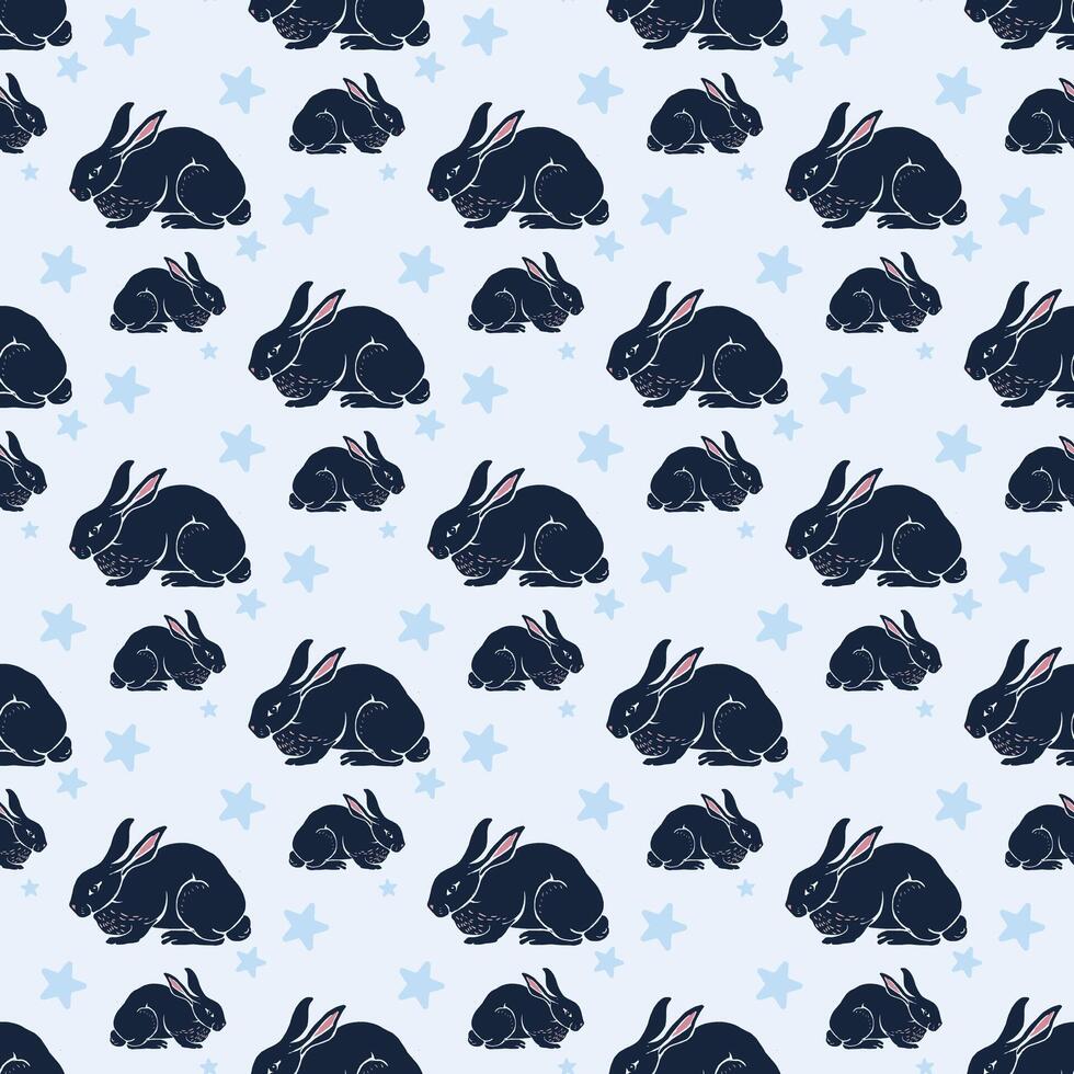 Rabbit Family Seamless Pattern Design vector