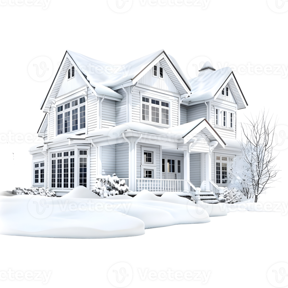 House Covered With Snow on Transparent Background png