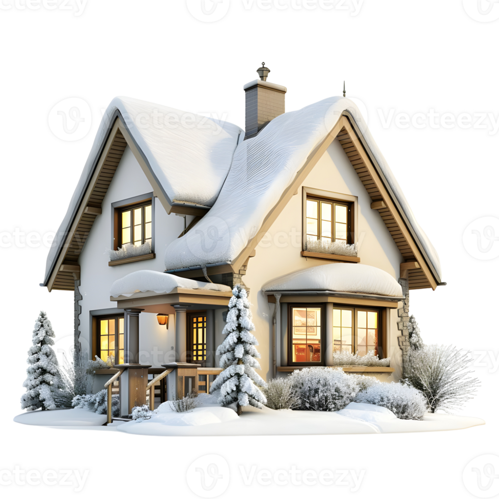 House Covered With Snow on Transparent Background png