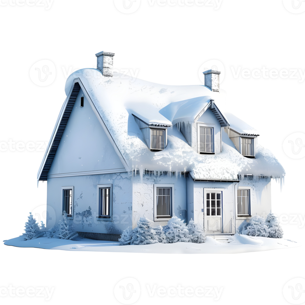 House Covered With Snow on Transparent Background png