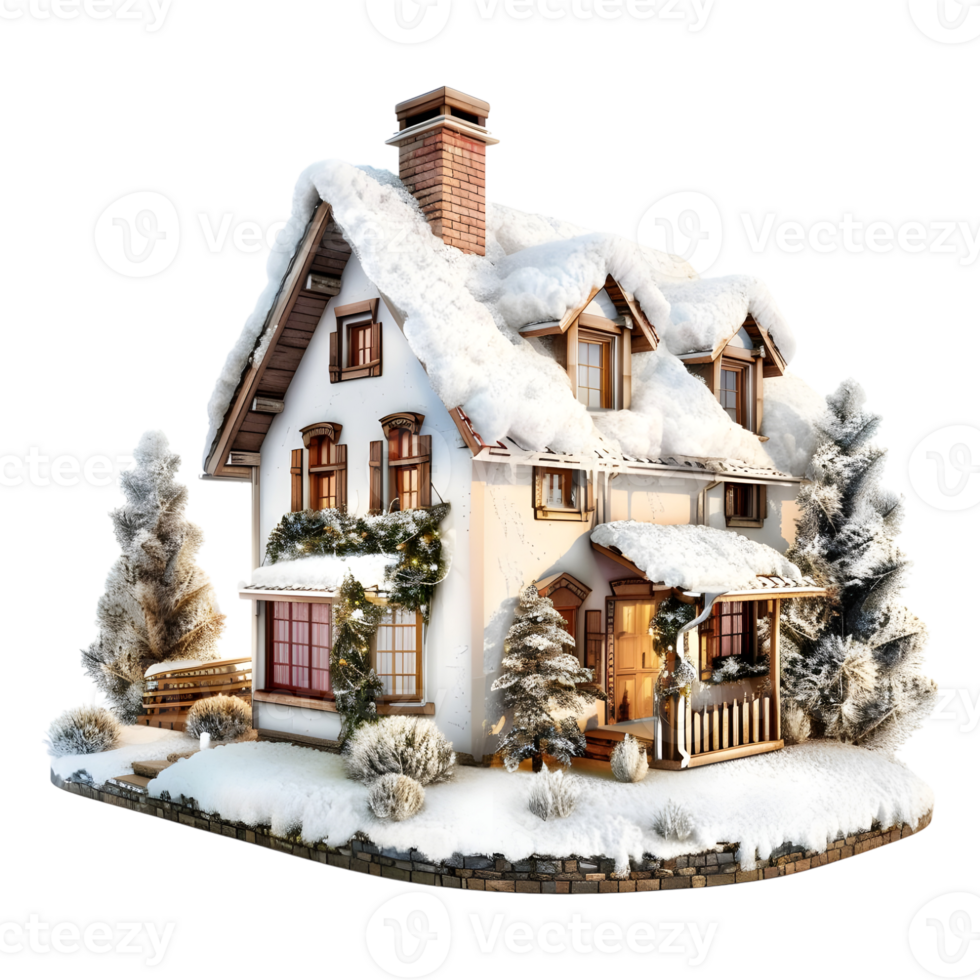 House Covered With Snow on Transparent Background png