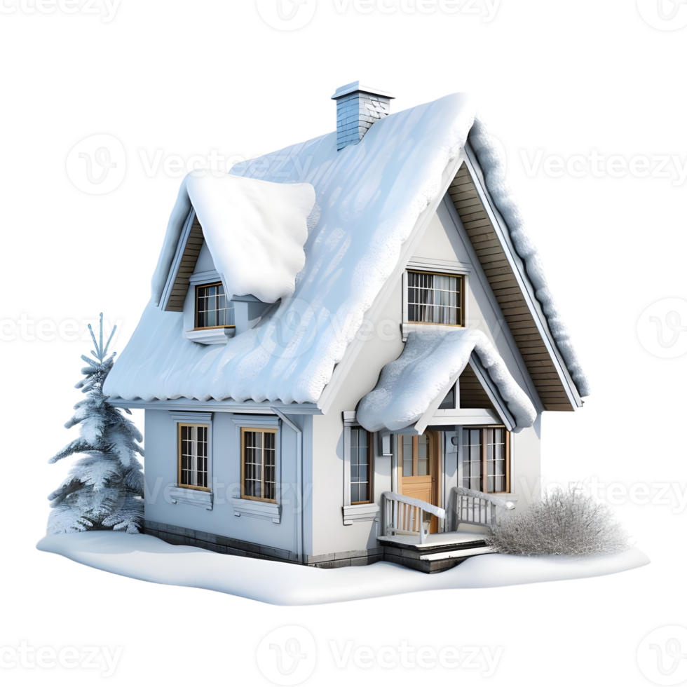 House Covered With Snow on Transparent Background png