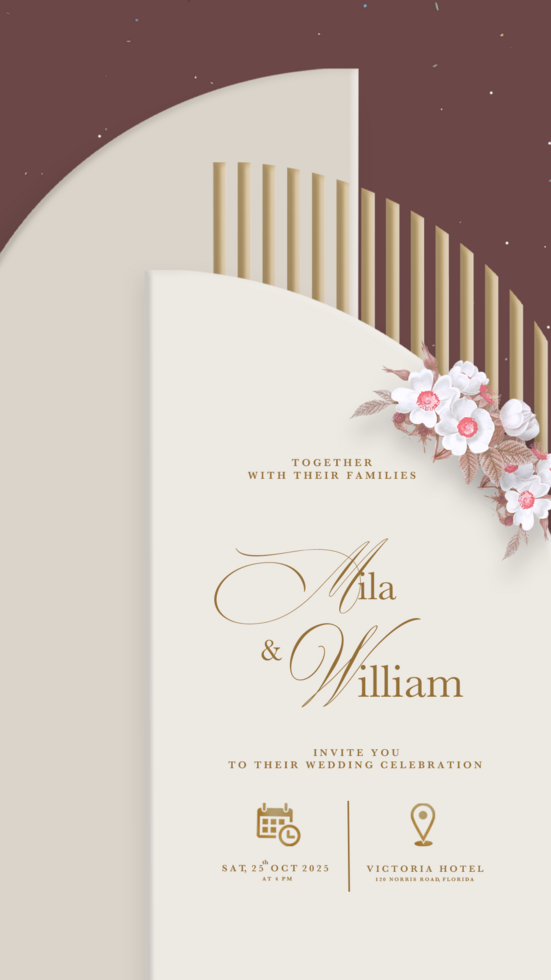 Digital Wedding Invitation Template with Geometric Shape psd