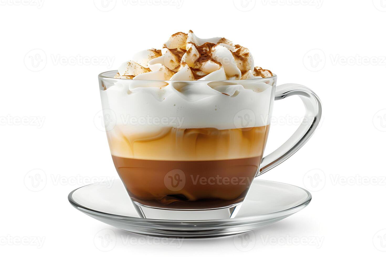 realistic cappuccino hot isolated on white background. Clipping path included photo
