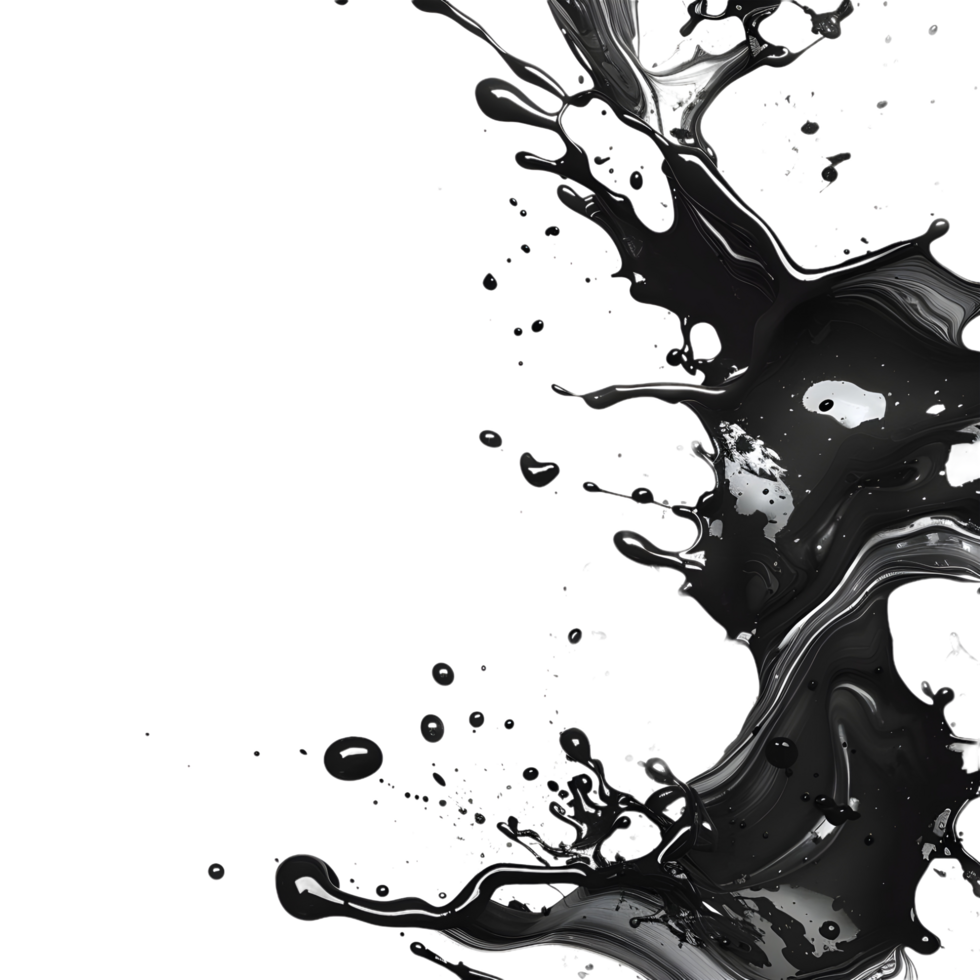 Black Color Paint Splash on Transparent Background png
