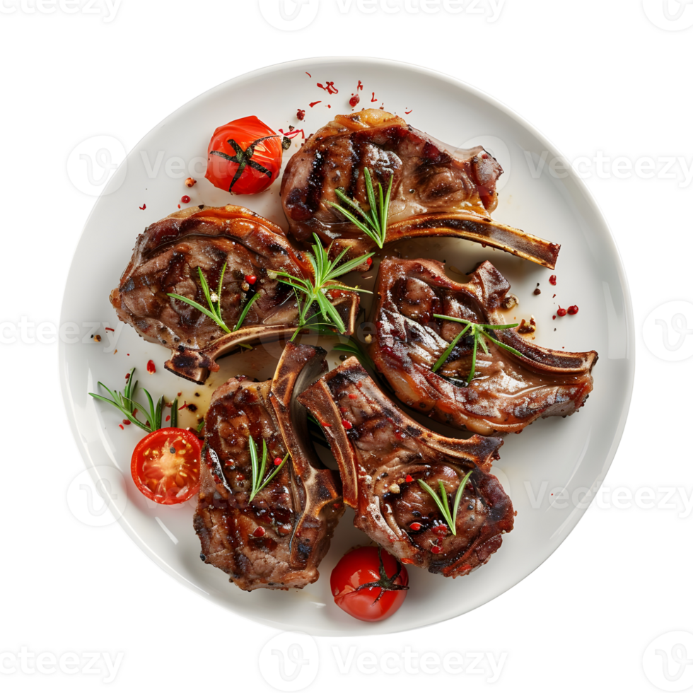 Mutton Champ Grilled in a Plate on Transparent Background png