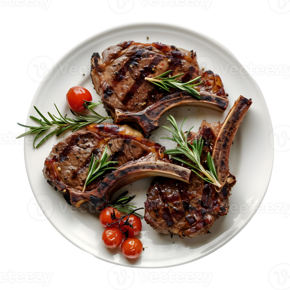 Mutton Champ Grilled in a Plate on Transparent Background png