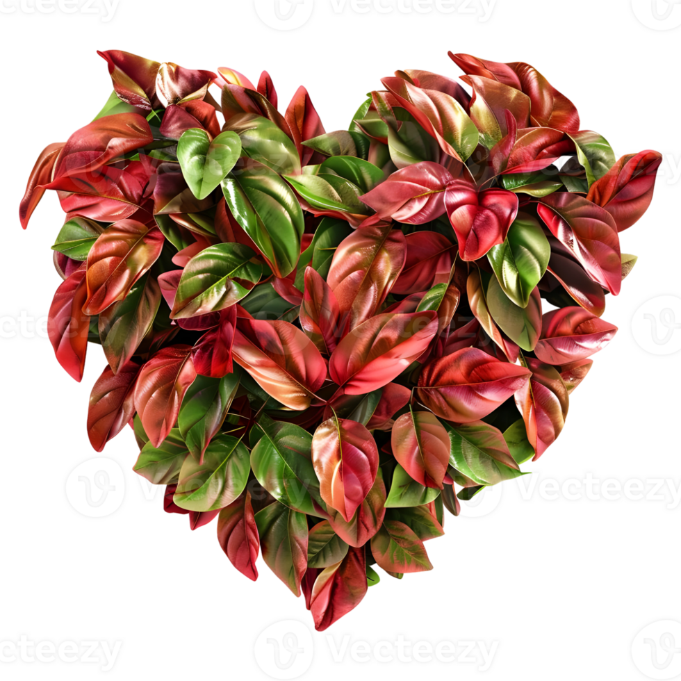 Beautiful Heart Made with Leaves on Transparent Background png