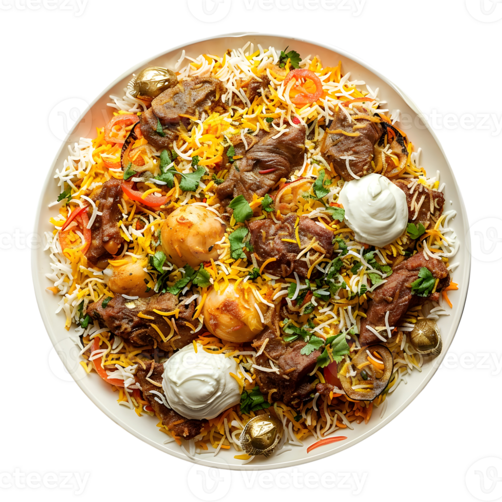Indian Traditional Biryani Plate on Transparent Background png
