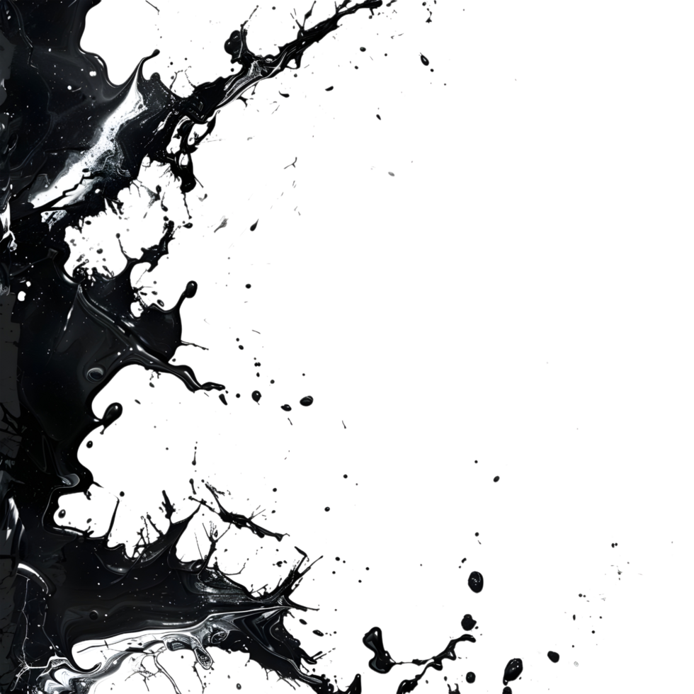 Black Color Paint Splash on Transparent Background png