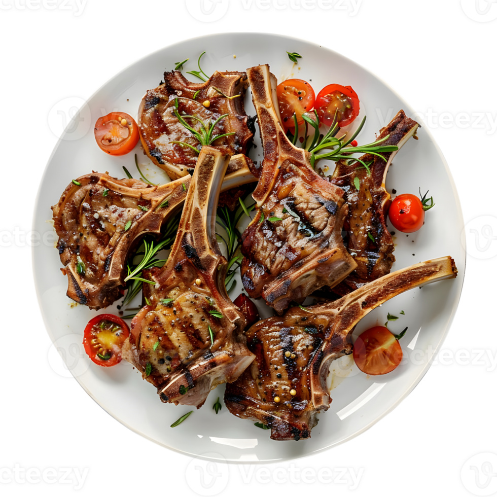 Mutton Champ Grilled in a Plate on Transparent Background png