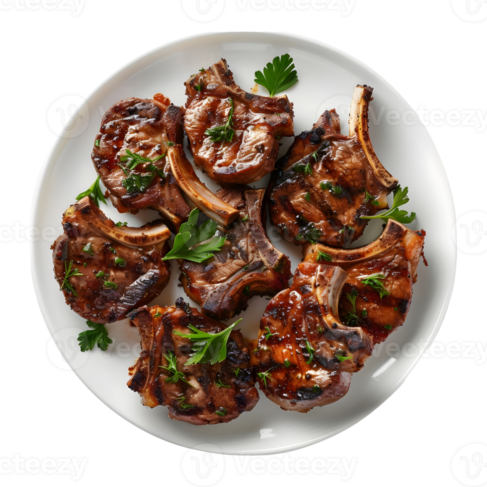 Mutton Champ Grilled in a Plate on Transparent Background png