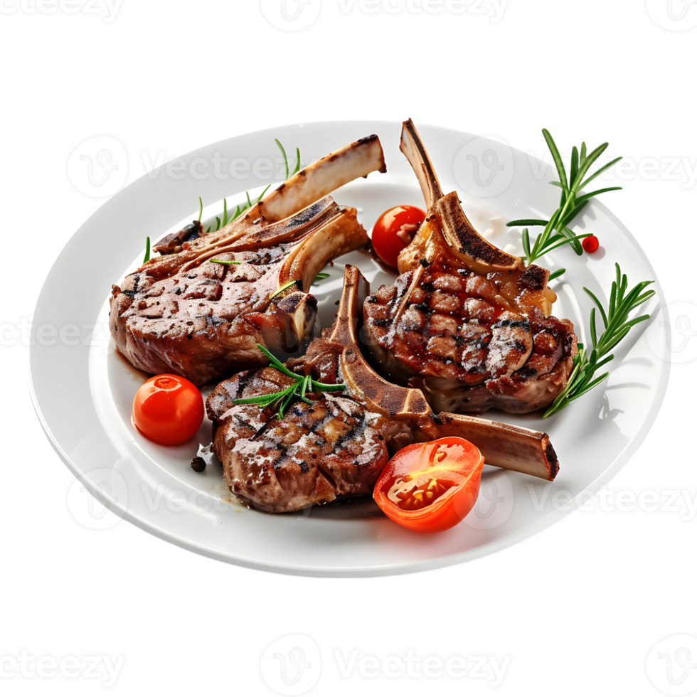 Mutton Champ Grilled in a Plate on Transparent Background png