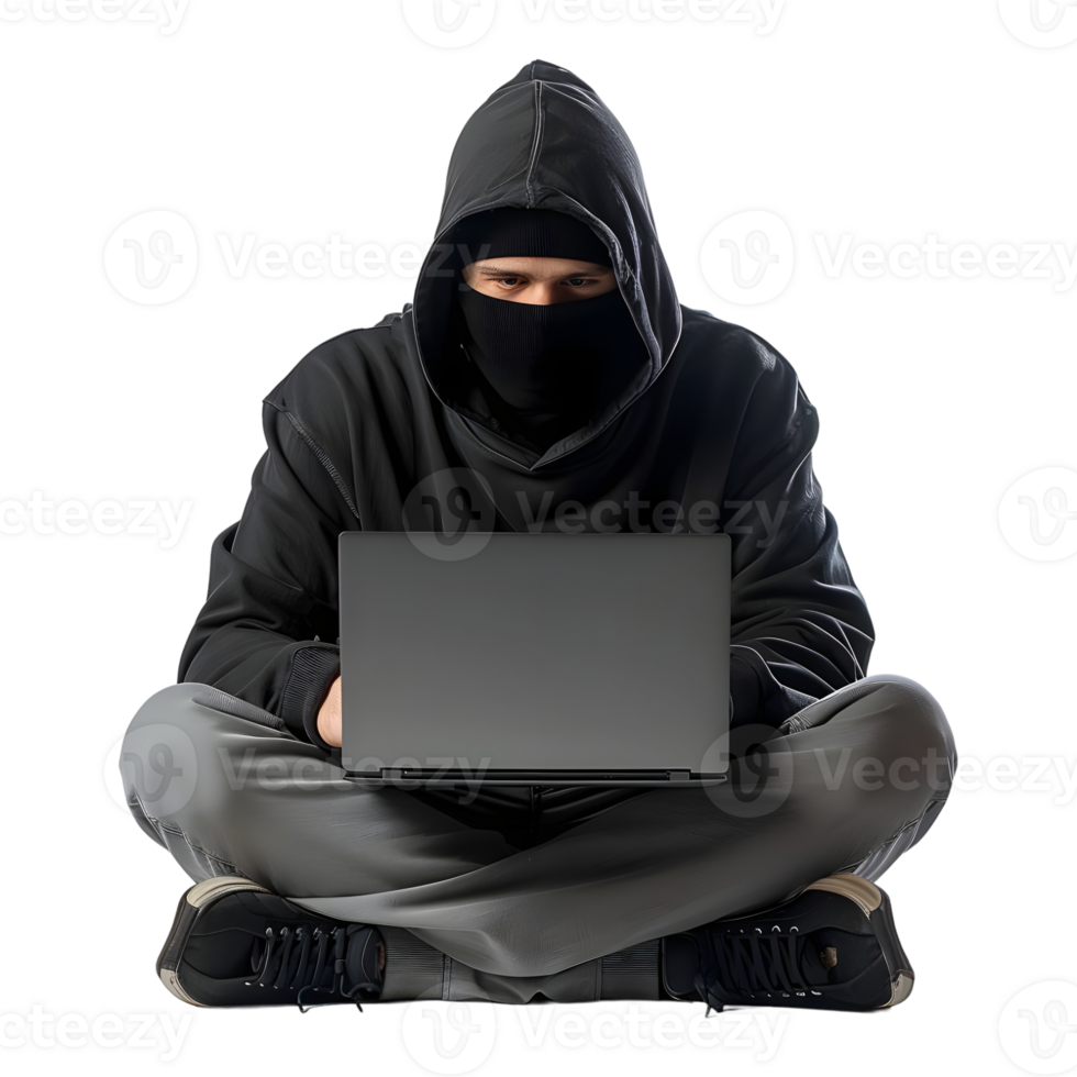 hacker trabalhando em computador portátil em transparente fundo png