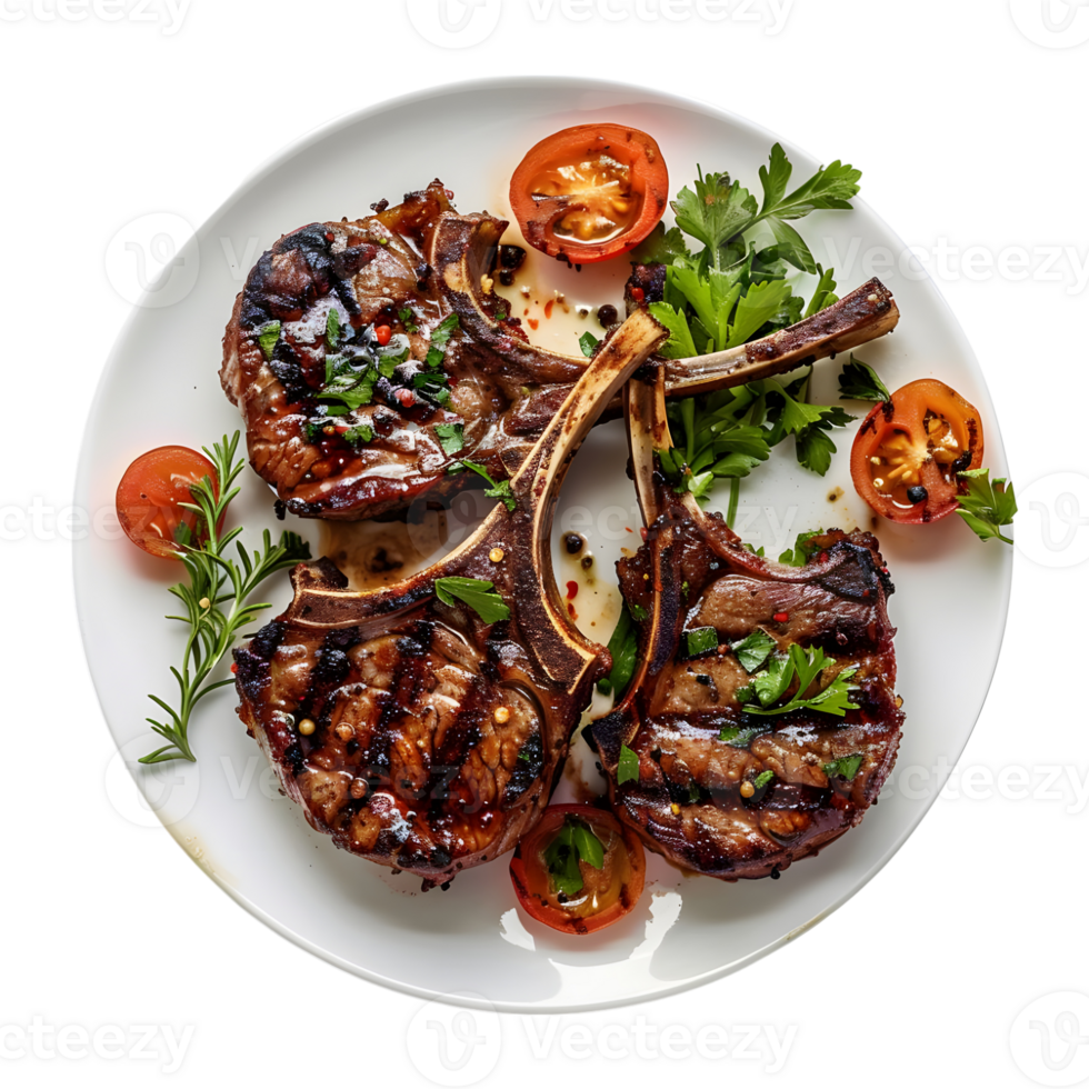 Mutton Champ Grilled in a Plate on Transparent Background png