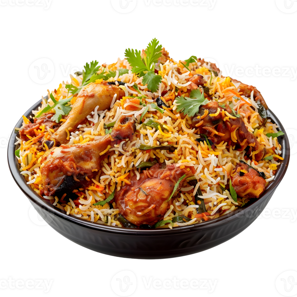 Indian Traditional Biryani Plate on Transparent Background png