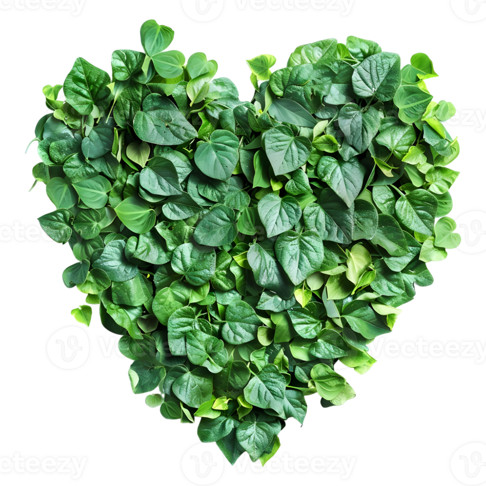 Beautiful Heart Made with Leaves on Transparent Background png