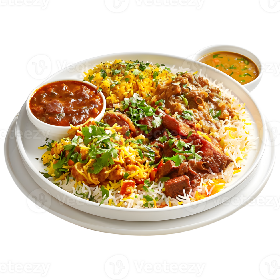 Indian Traditional Biryani Plate on Transparent Background png