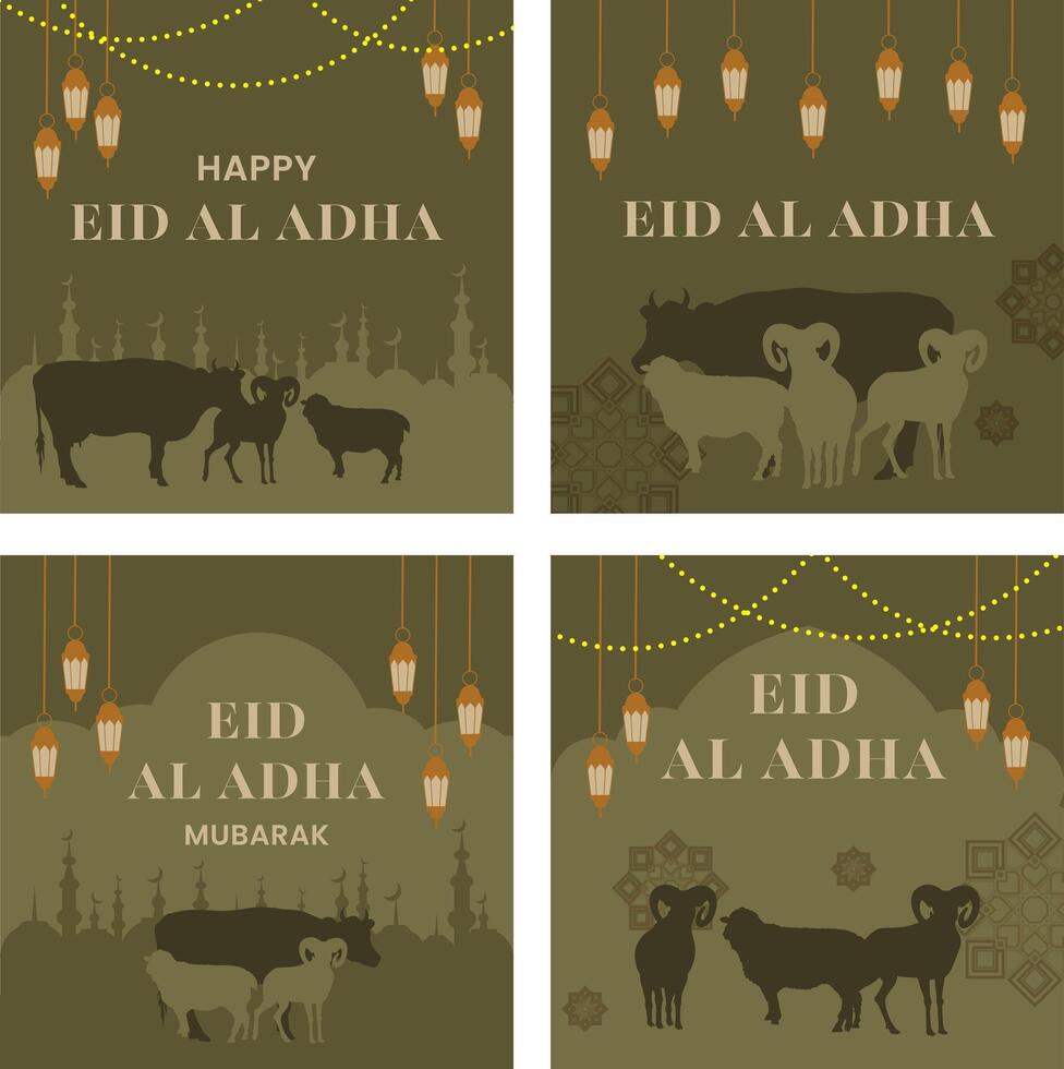 Eid Al Adha background template set for social media vector