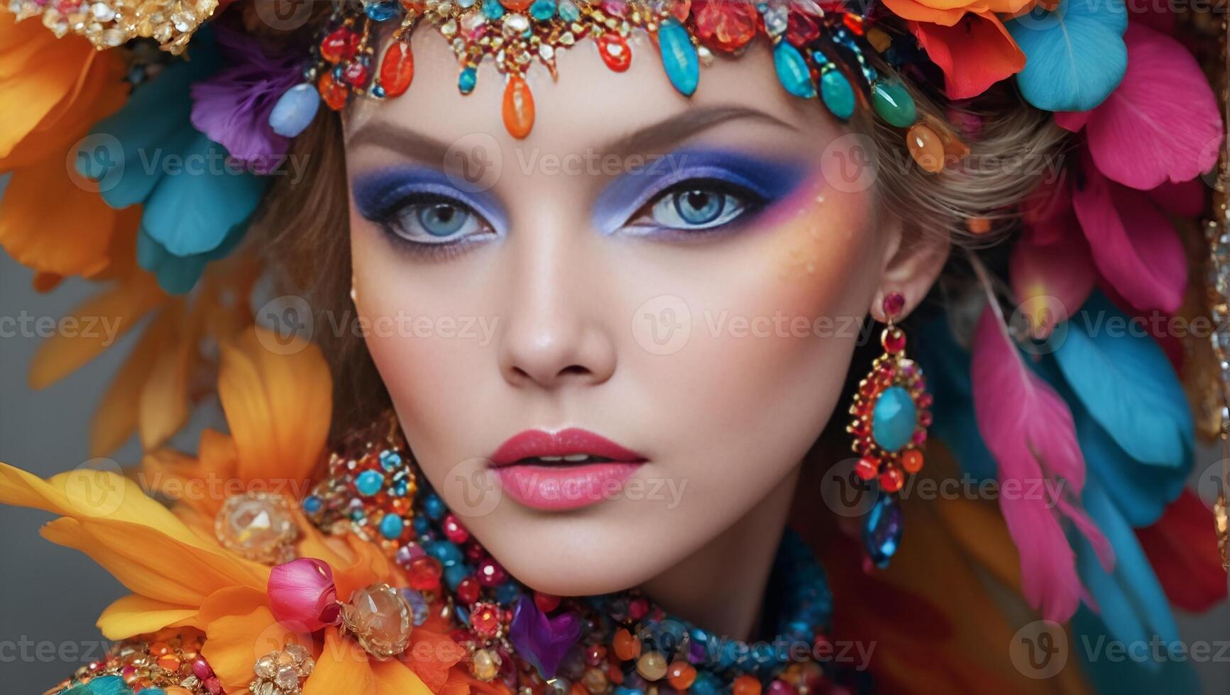 Generated Image portrait of beautiful woman with make up photo