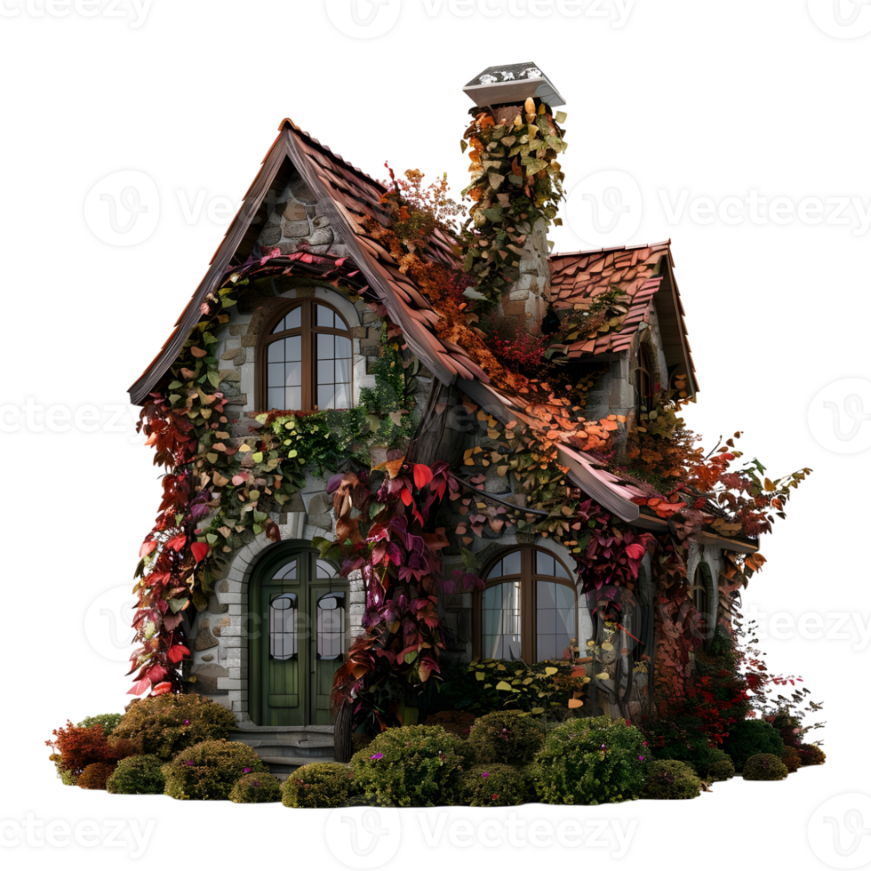 House Covered With Leaves on Transparent Background png
