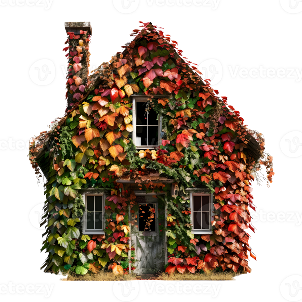 House Covered With Leaves on Transparent Background png