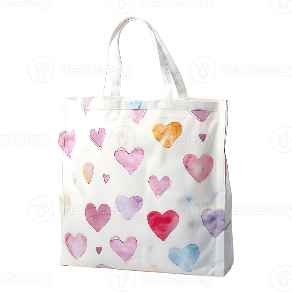 Ladies Bag with Hearts on it on Transparent Background png