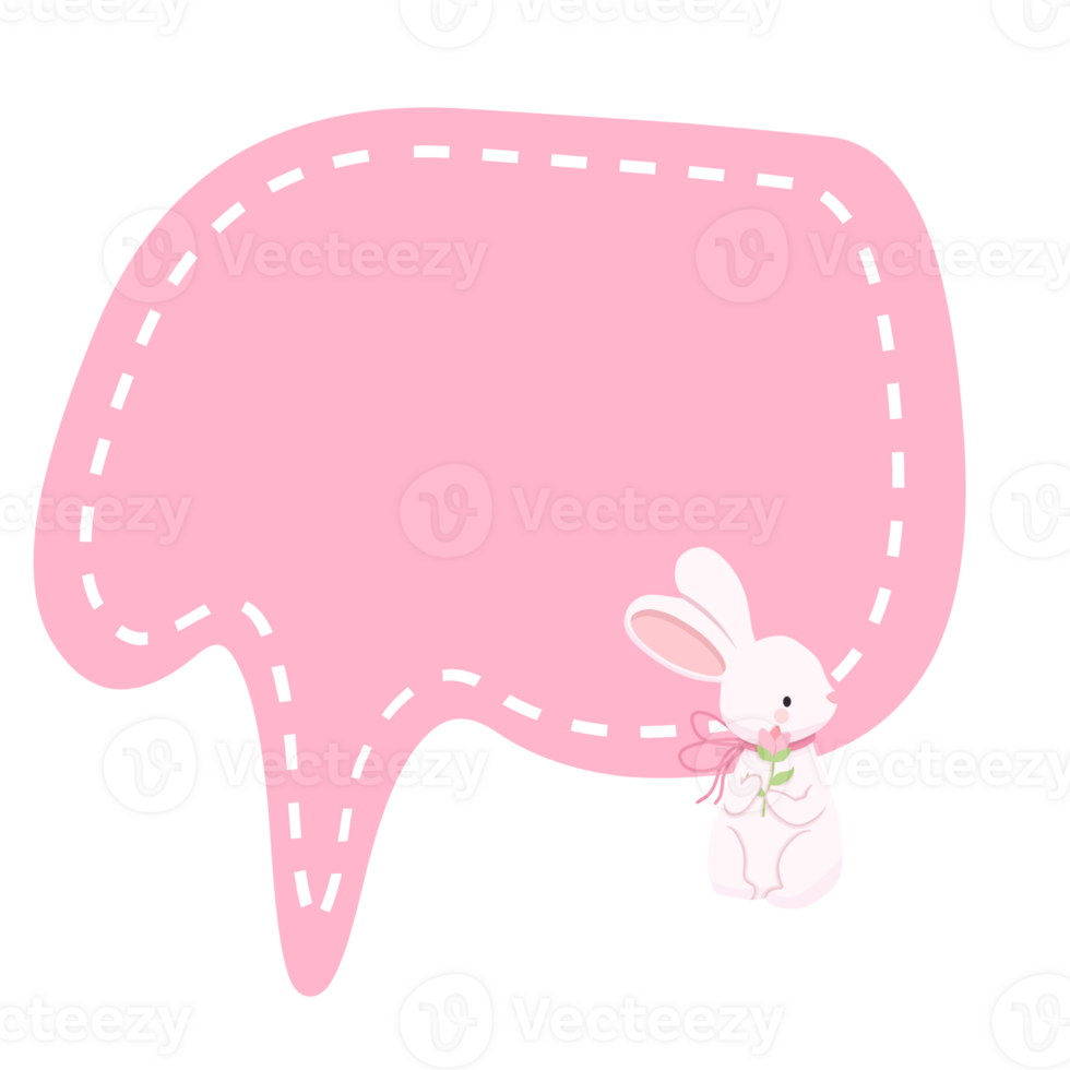 cute Speech Bubble with rabbit illustration png