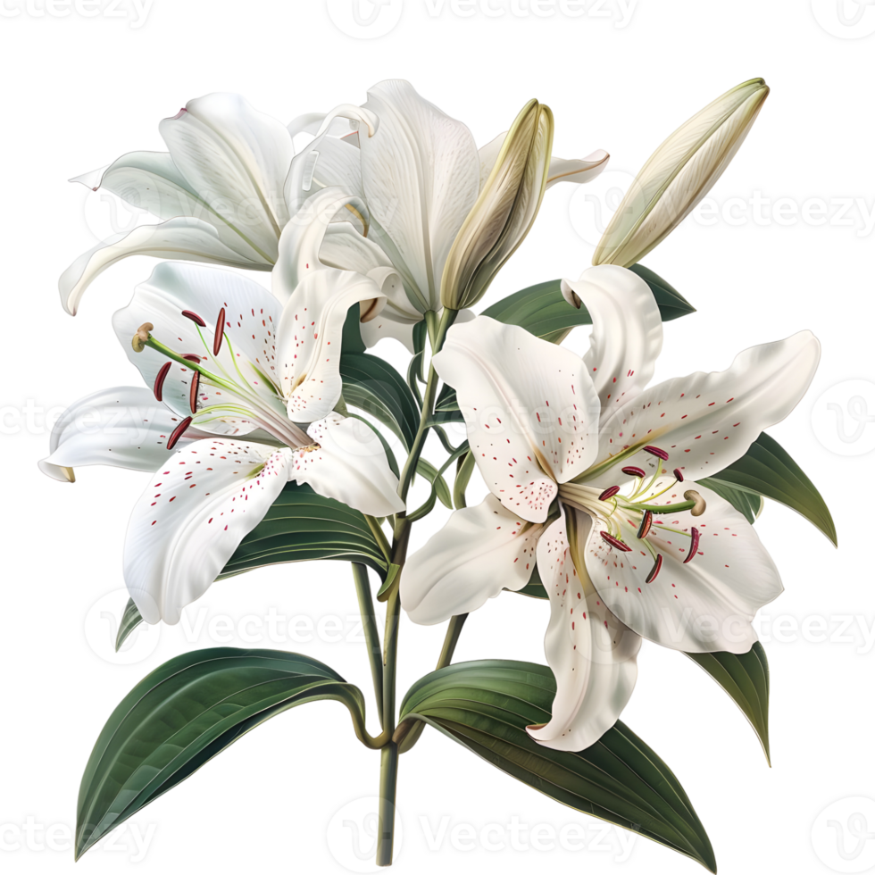 Madonna Lily Flower on Transparent Background png