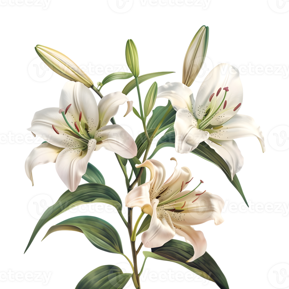 Madonna Lily Flower on Transparent Background png