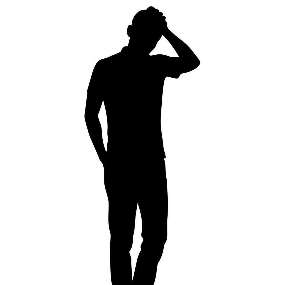 A man Thinking with feel tension silhouette vector