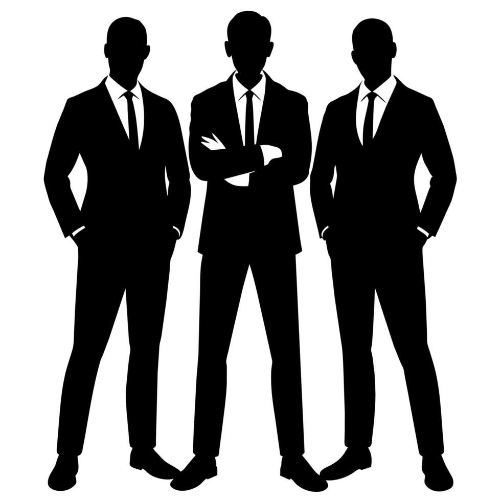 Business people standing with VIP pose silhouette vector