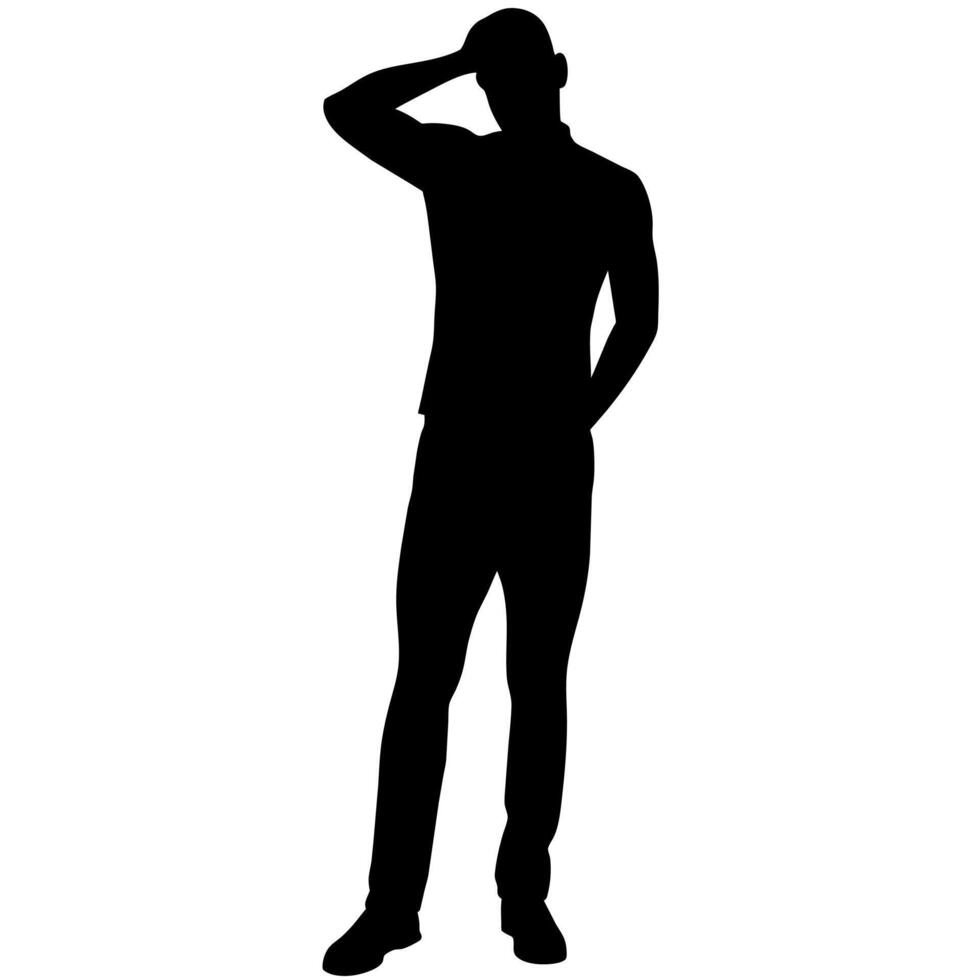 A man Thinking with feel tension silhouette vector