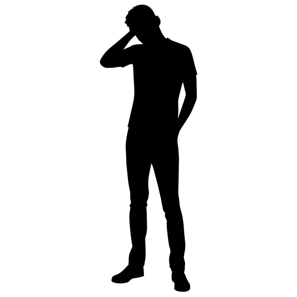 A man Thinking with feel tension silhouette vector