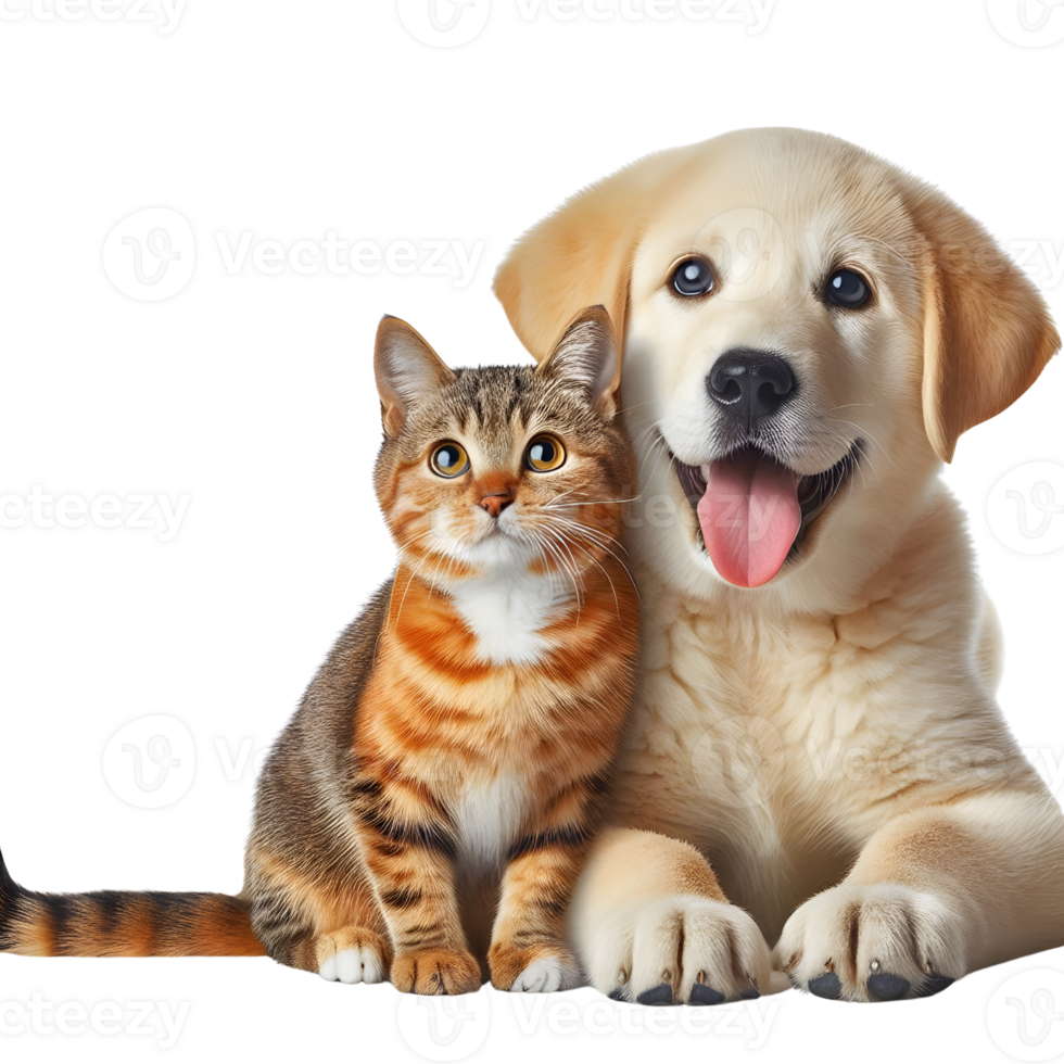 Cute cat and dog togather on transparent background png
