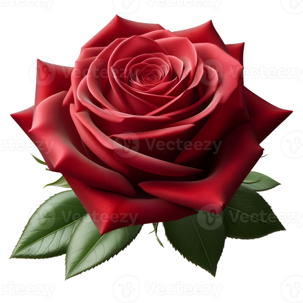 Single red rose on transparent background png