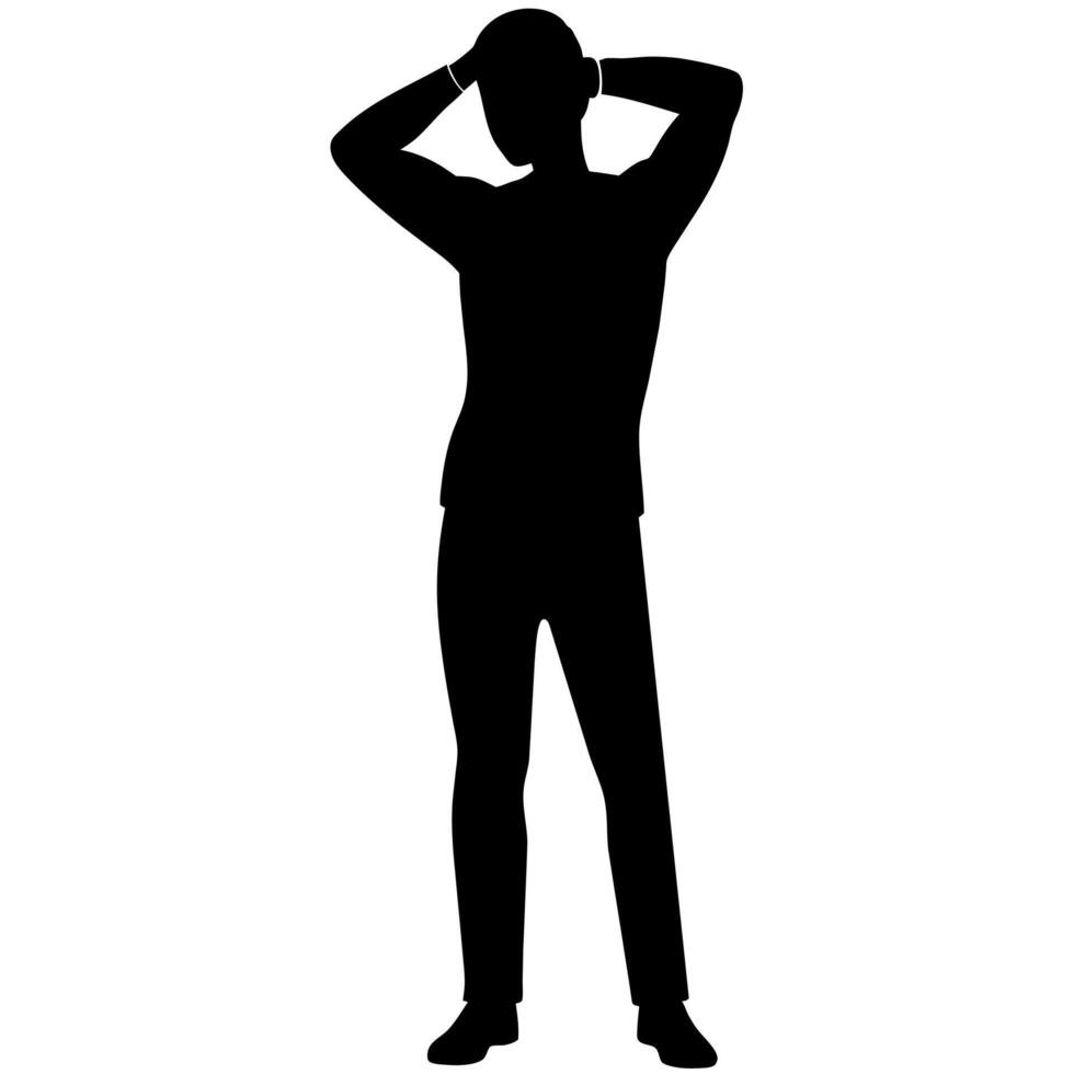 A man Thinking with feel tension silhouette vector