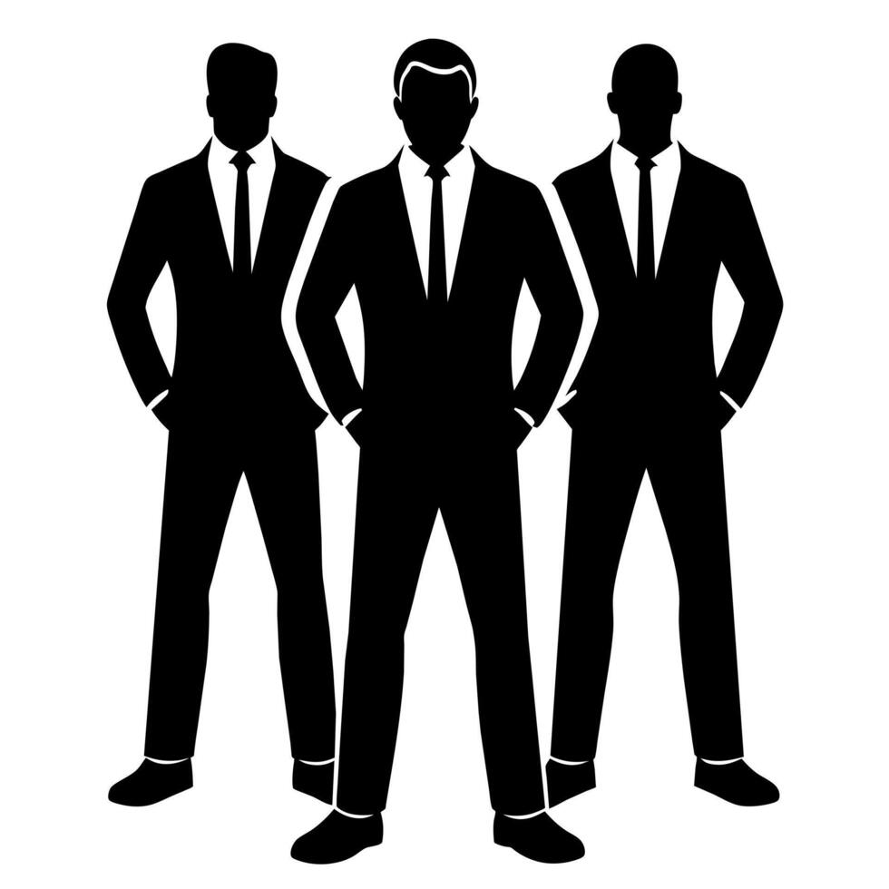 Business people standing with VIP pose silhouette vector